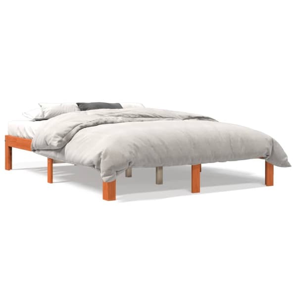 sengeramme uden madras 140x190 cm massivt fyrretræ gyldenbrun