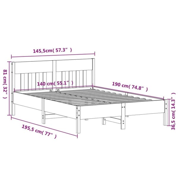 sengeramme uden madras 140x190 cm massivt fyrretræ gyldenbrun