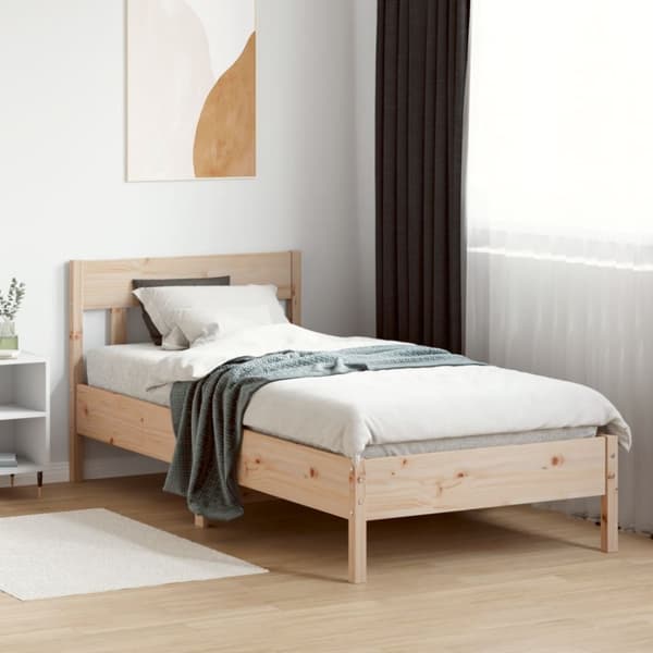 sengeramme uden madras 75x190 cm massivt fyrretræ