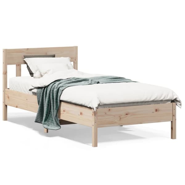 sengeramme uden madras 75x190 cm massivt fyrretræ