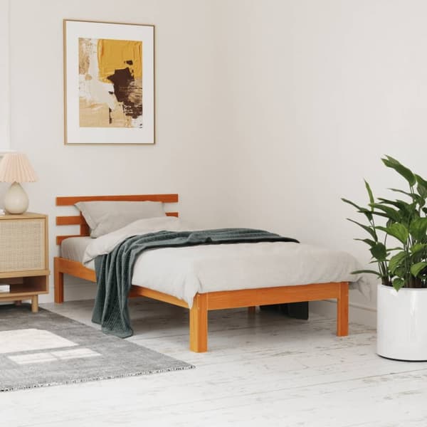 Sängynrunko ilman patjaa vahanruskea 90x190 cm täysi mänty