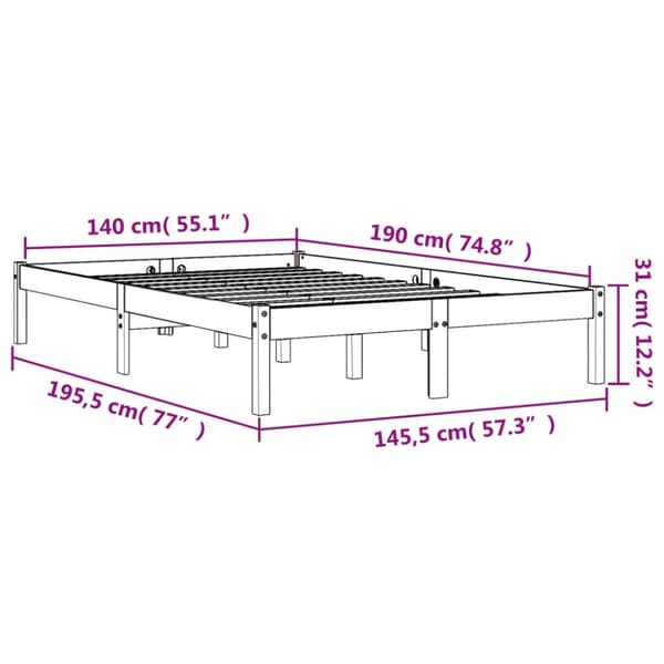 Sängram utan madrass vaxbrun 140x190 cm massiv furu