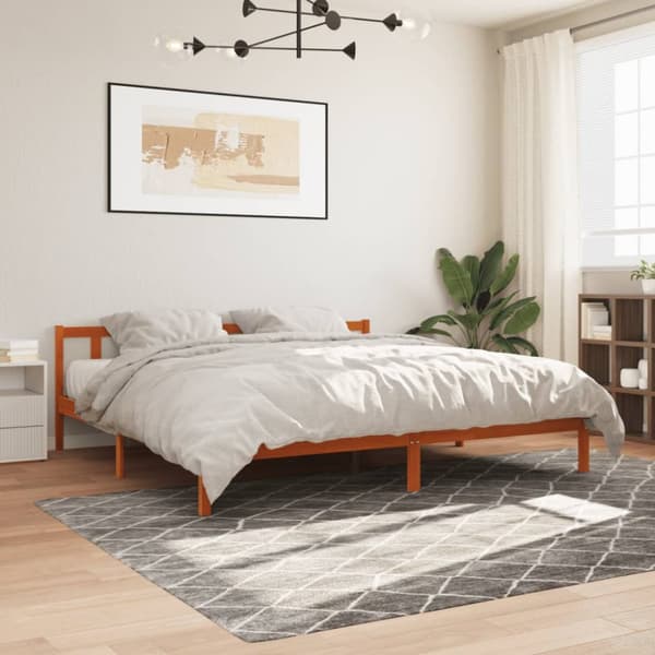 sengeramme uden madras 200x200 cm massivt fyrretræ gyldenbrun
