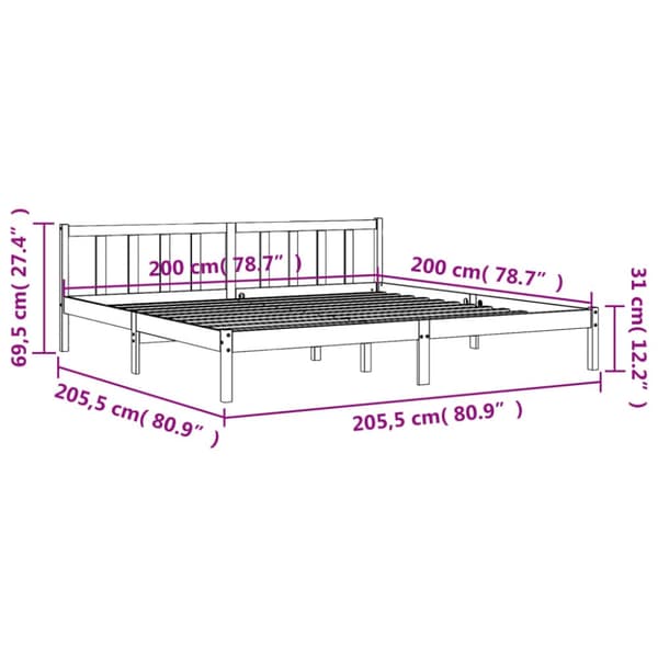 sengeramme uden madras 200x200 cm massivt fyrretræ gyldenbrun