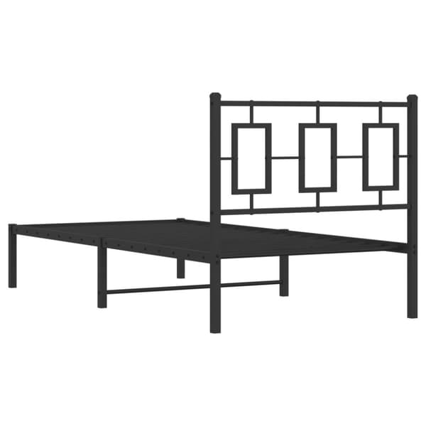 Metallinen sängynrunko päädyllä musta 90x200 cm