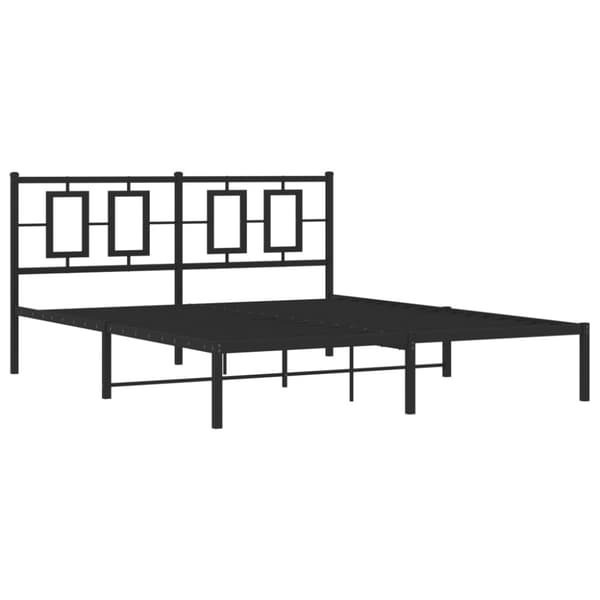 Metallinen sängynrunko päädyllä musta 150x200 cm