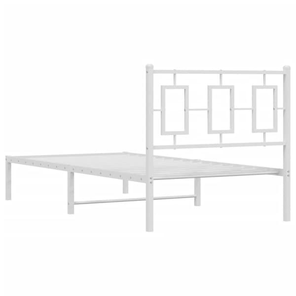 Sängram med huvudgavel metall vit 90x200 cm