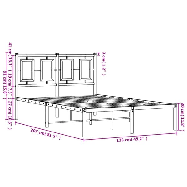 sengeramme med sengegavl 120x200 cm metal hvid