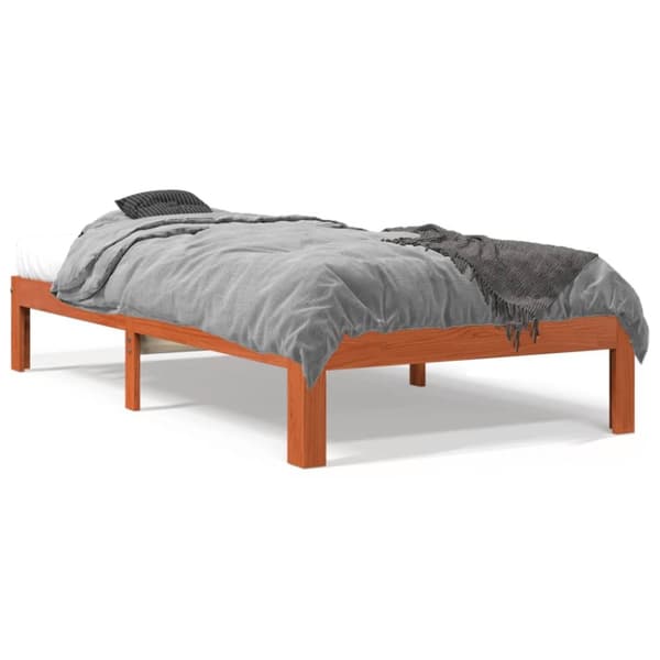 sengeramme uden madras 90x200 cm massivt fyrretræ gyldenbrun