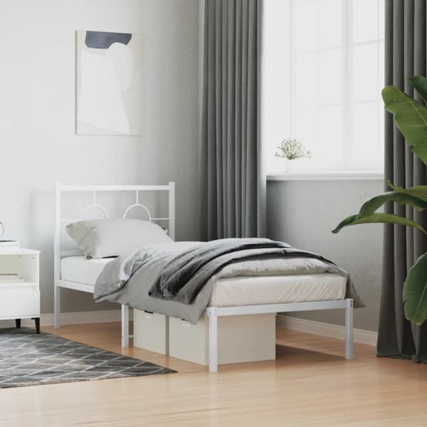 sengeramme uden madras med hovedgærde 75x190 cm hvid