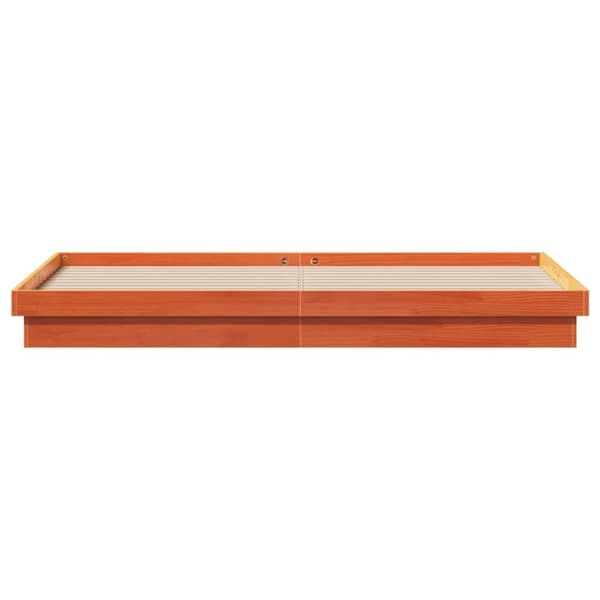 sengeramme med LED-lys 200x200 cm massivt fyrretræ gyldenbrun