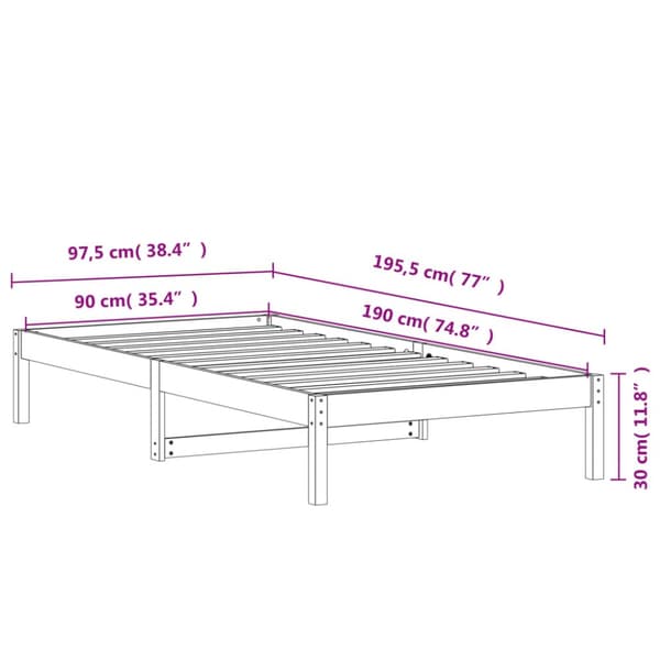 daybed uden madras 90x190 cm massivt fyrretræ gyldenbrun