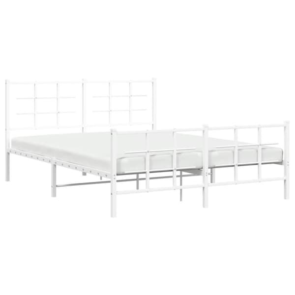 sengeramme med sengegavl og fodgærde 150x200 cm metal hvid