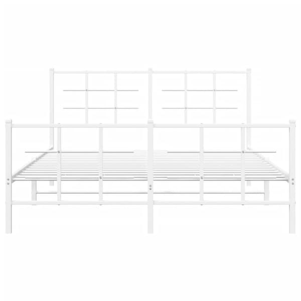 sengeramme med sengegavl og fodgærde 150x200 cm metal hvid