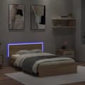Miniatyrbillede 3 af 10: sengeramme med sengegavl og LED-lys 135x190 cm sonoma-eg