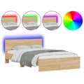 Miniatyrbillede 2 af 10: sengeramme med sengegavl og LED-lys 135x190 cm sonoma-eg