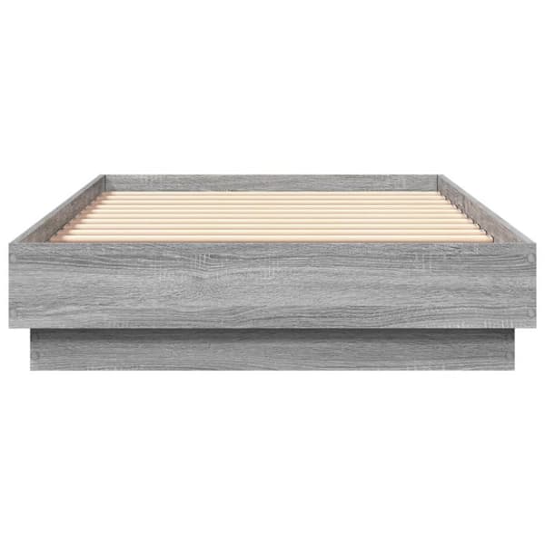 Sängynrunko LED-valoilla harmaa Sonoma 90x190 cm