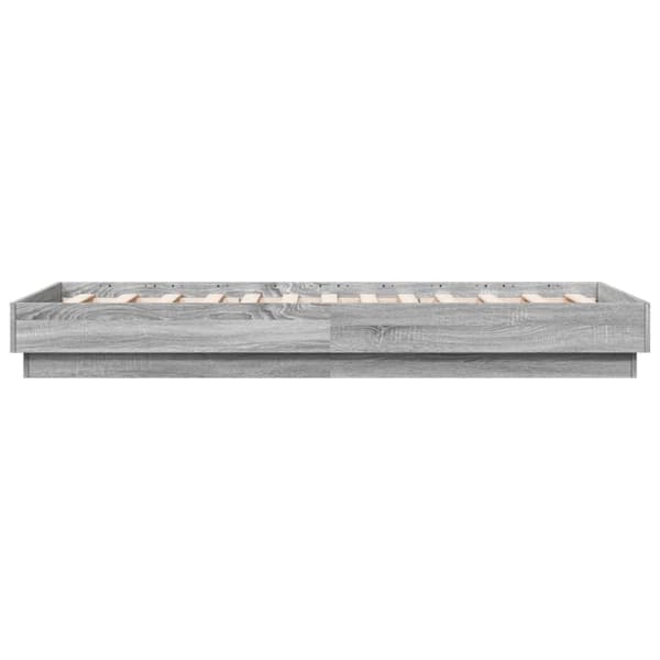Sängynrunko LED-valoilla harmaa Sonoma 90x190 cm