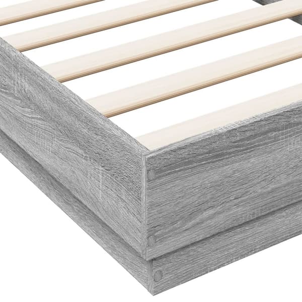 Sängynrunko LED-valoilla harmaa Sonoma 90x190 cm
