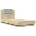 Miniatyrbillede 3 af 10: sengeramme med sengegavl og LED-lys 90x190 cm sonoma-eg