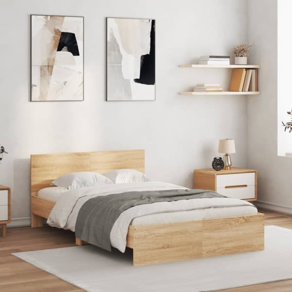 sengeramme med sengegavl 135x190 cm sonoma-eg