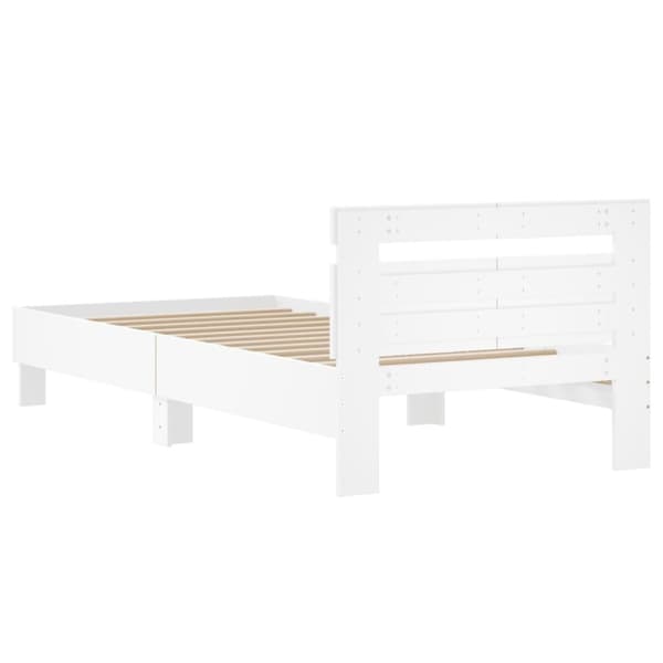 Sängram med huvudgavel vit 100x200 cm konstruerat trä