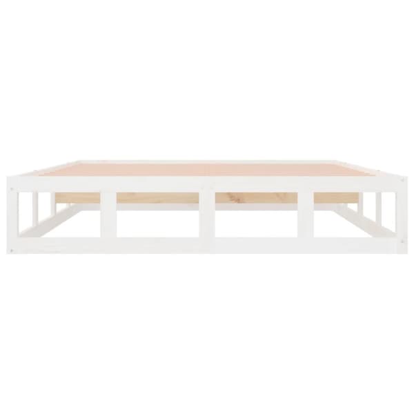 sengeramme 135x190 cm dobbelt massivt træ hvid