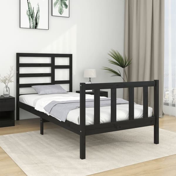 sengeramme 75x190 cm Small Single massivt træ sort