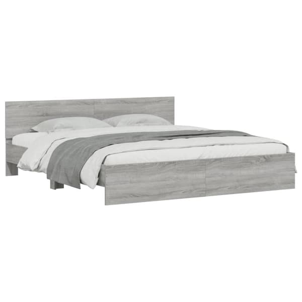 sengeramme med sengegavl 180x200 cm grå sonoma-eg