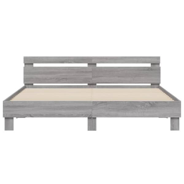 sengeramme med sengegavl 180x200 cm konstrueret træ grå sonoma