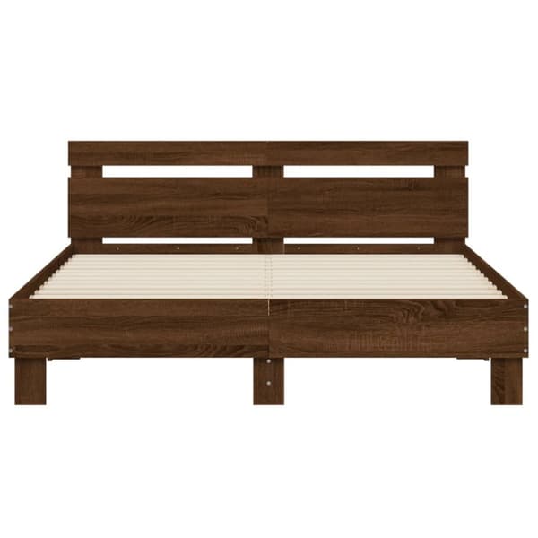 sengeramme med sengegavl 150x200 cm konstrueret træ brunt eg