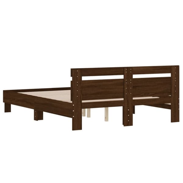 sengeramme med sengegavl 150x200 cm konstrueret træ brunt eg