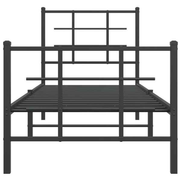 sengeramme med sengegavl og fodgærde 75x190 cm metal sort