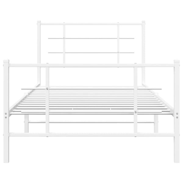 Sängram med huvudgavel och fotgavel vit metall 107x203 cm