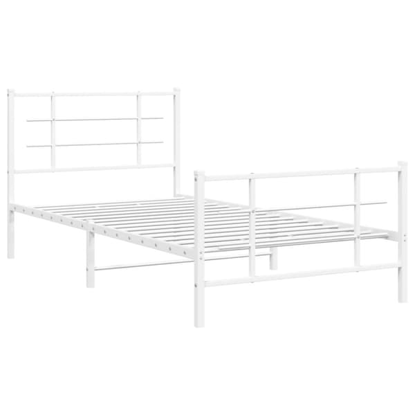 Sängram med huvudgavel och fotgavel vit metall 107x203 cm