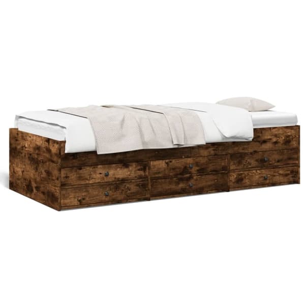 daybed med skuffer 75x190 cm konstrueret træ røget eg