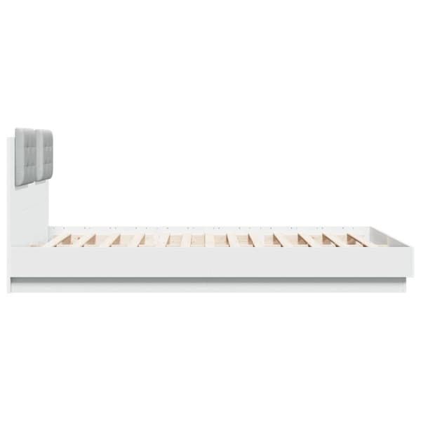 sengeramme med sengegavl 140x200 cm konstrueret træ hvid