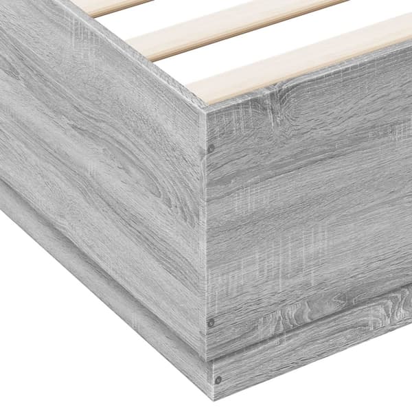 sengeramme med LED-lys 120x200 cm konstrueret træ grå sonoma-eg