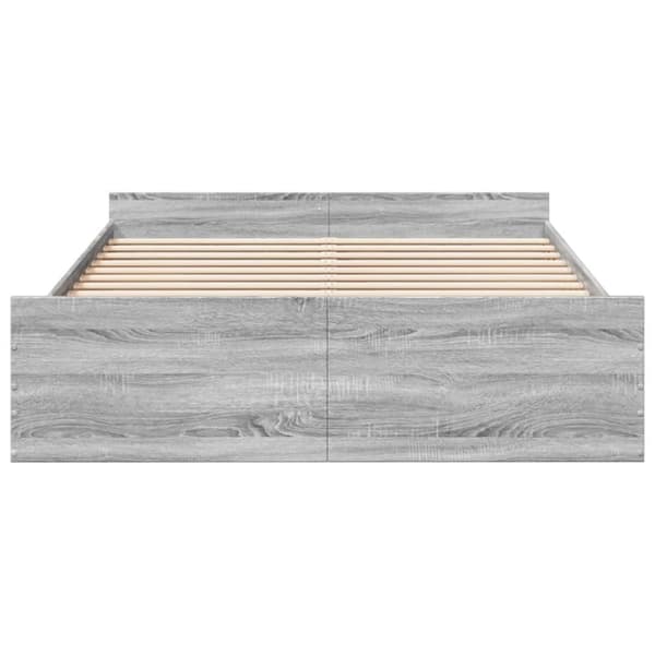 sengeramme med skuffer 150x200 cm konstrueret træ grå sonoma-eg