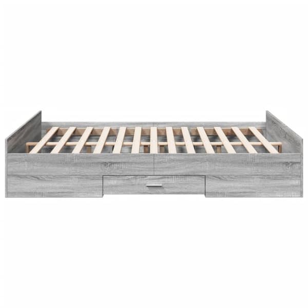 sengeramme med skuffer 150x200 cm konstrueret træ grå sonoma-eg