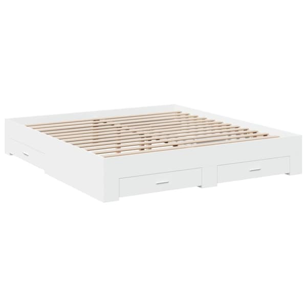 sengeramme med skuffer 200x200 cm konstrueret træ hvid