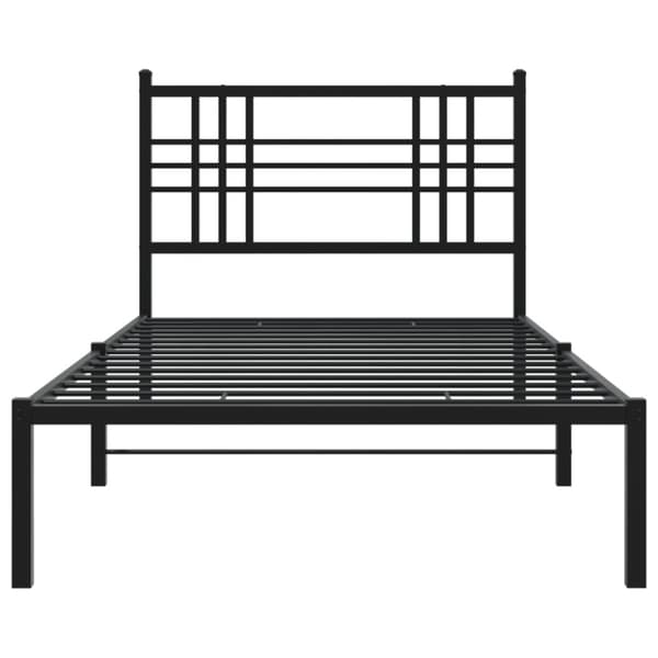 Metallinen sängynrunko päädyllä musta 90x200 cm