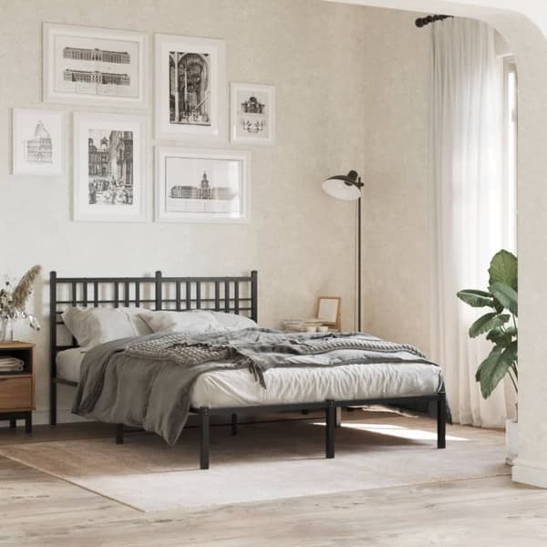 sengeramme med sengegavl 120x200 cm metal sort