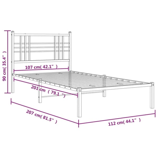 sengeramme med sengegavl 107x203 cm metal hvid