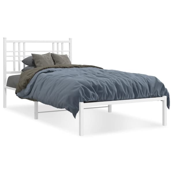 sengeramme med sengegavl 107x203 cm metal hvid