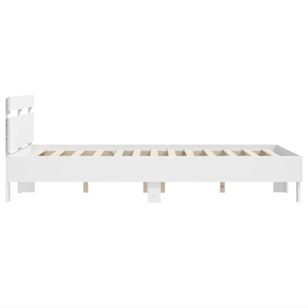 sengeramme med sengegavl og LED-lys 120x190 cm hvid
