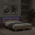 Miniatyrbillede 5 af 10: sengeramme med sengegavl og LED-lys 135x190 cm sonoma-eg