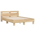 Miniatyrbillede 6 af 10: sengeramme med sengegavl og LED-lys 135x190 cm sonoma-eg