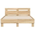 Miniatyrbillede 7 af 10: sengeramme med sengegavl og LED-lys 135x190 cm sonoma-eg