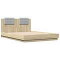 Miniatyrbillede 3 af 10: sengeramme med sengegavl og LED-lys 150x200 cm sonoma-eg